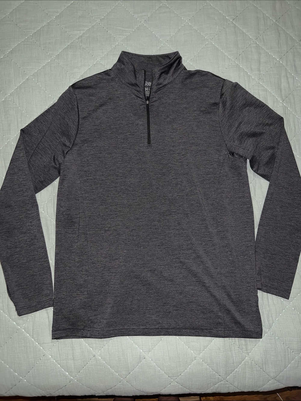 Reebok Men's Heather Charcoal Quarter-Zip Pullover Sweater